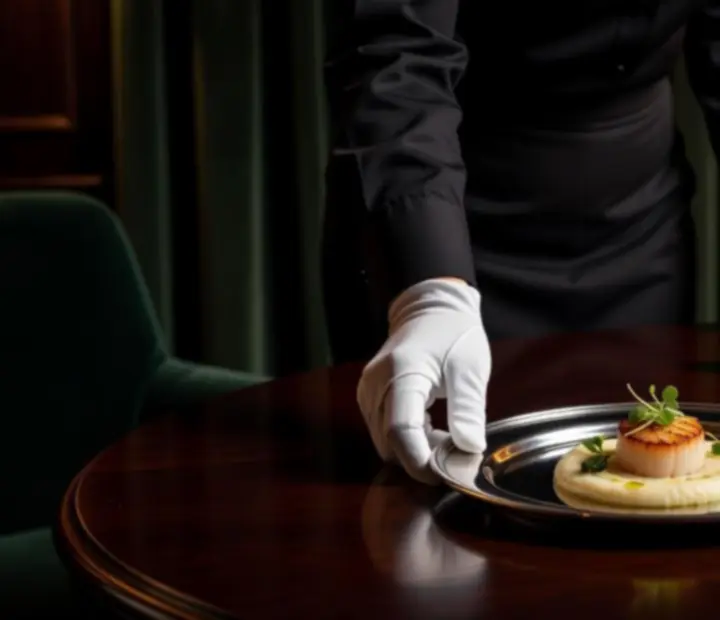 Service gastronomique raffiné autour d'une table de poker