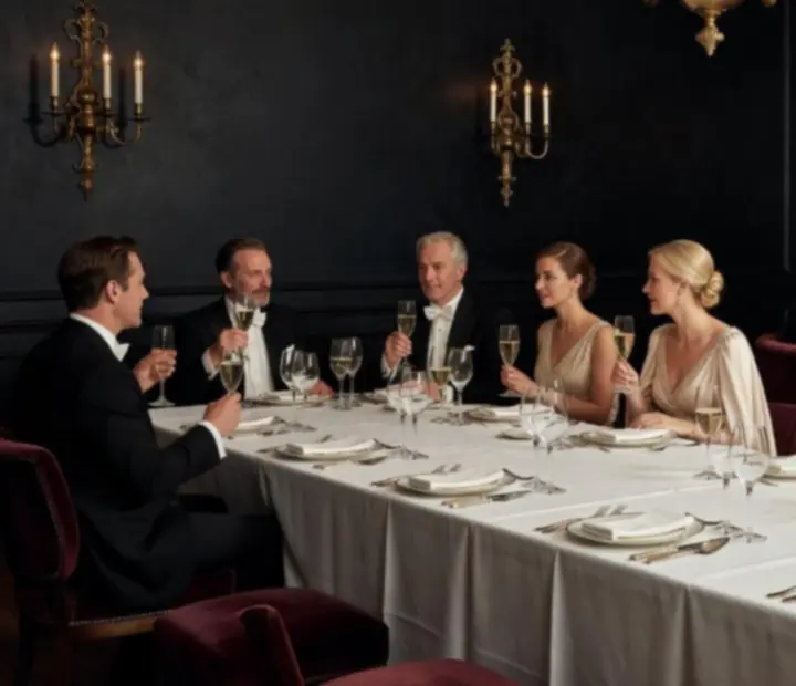 Salon feutré Allve Rique pendant une soirée signature maison avec tables de poker et ambiance gastronomique.